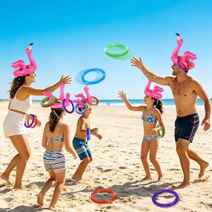 Jeu de lancer gonflable flamant rose le plus vendu, décoration de fête Luau, jouet flottant de plage hawaïenne, jeu de carnaval extérieur pour enfants - Product Image 4