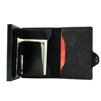 Casekey dompet kartu kredit, grosir ramping kulit ID kartu kredit dompet kartu Saffiano Kulit tombol tekan samping Pop Up Dompet aluminium pintar