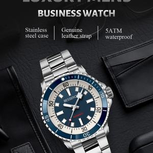 Reloj Mecánico de Alta Calidad con Movimiento NH35, Cristal de 40 mm, Logotipo Personalizado, Luminoso, Automático, Elegante y Ejecutivo, Correa de Acero Inoxidable con Diseño de Cocodrilo de 20 mm - Product Image 3