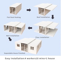 Conteneur pliable de 36 mètres carrés, maison préfabriquée modulaire extensible, toilettes et douche, pour 1 à 4 personnes, hôtel, bureau, bâtiment
