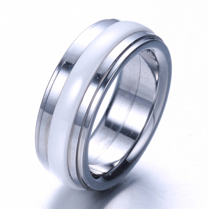 Phong cách cá nhân 8mm và <span class=keywords><strong>6mm</strong></span> vonfram vòng <span class=keywords><strong>Inlay</strong></span> gốm sứ cho đồ trang sức kỷ niệm đính hôn - Product Image 1