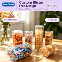 Emballage cylindrique transparent personnalisé pour biscuits, plateau de présentation en plastique transparent pour supermarché, matériau PET PP de qualité alimentaire
