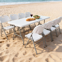 Table pliante de 6 pieds avec verrouillage en plastique, pliable en deux pour les banquets, les fêtes ou les mariages en plein air