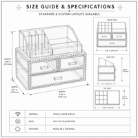 Organisateur de maquillage personnalisé OEM en acrylique transparent et nylon, boîte de rangement cosmétique, présentoir à tiroirs, support pour pinceaux, étagère pour soins de la peau