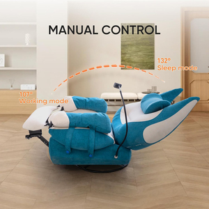 Poltrona Relax Reclinabile Blu in Tessuto per Home Theater e Gaming con Attivazione Vocale Porta USB e Porta Telefono - Product Image 5