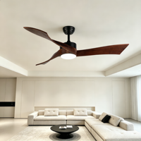 Ventilateur de plafond moderne en métal de 52 pouces avec lumière, télécommande, moteur BLDC silencieux, pales réversibles effet bois, LED en option, intensité réglable pour salon