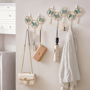 Wall Hooks Hexagon Butterfly Design Self Adhesive No Drill Wall Mounted Coat Rack For Bedroom Entrance Key Storage - Product Image 3