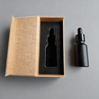 Flacon d'huile essentielle noir brillant avec bouchon compte-gouttes noir, fond antidérapant, 10 ml, 15 ml, 20 ml, boîte d'emballage personnalisable