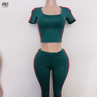 Ensemble décontracté 2 pièces pour femme, couleur bonbon, été-automne, chemise à manches courtes et pantalon capri ajusté, ensemble de vêtements de détente pour femme