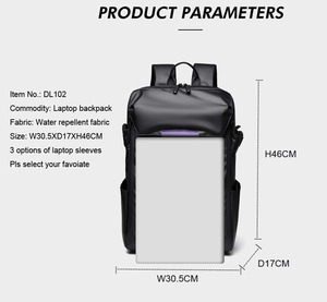 17.3" Large Waterproof Eco-Friendly PU Leather Film Softback <b>Laptop</b> <b>Backpack</b> Arcuate Shoulder Strap Zipper Closure for Business - Product Image 4