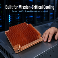 Dissipateur thermique à ailettes rainurées en cuivre pur sur mesure OEM, usiné avec précision CNC, pour le refroidissement des serveurs IGBT et de l'électronique de puissance des véhicules électriques