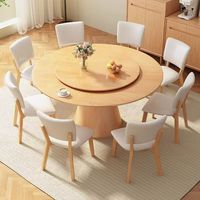 Ensemble de tables et chaises de salle à manger rondes en bois massif de style moderne et luxueux, 4, 6, 8 places, designs de meubles blancs pour restaurant