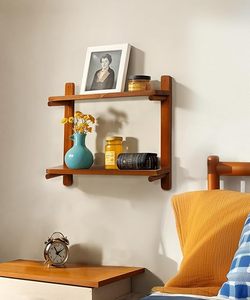 24 Inch Floating Shelves <strong>for</strong> <strong>Wall</strong> Mounted <strong>Shelving</strong> <strong>Unit</strong> All Pine Wood 2 Tier Large Shelf <strong>for</strong> Bedroom Living Room Office - Product Image 2