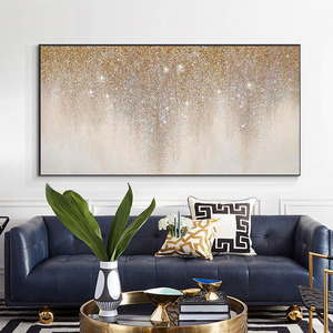 Decoración de Cabecera, Pintura al Óleo Moderna Abstracta de Lienzo con Estrellas Brillantes, 100% Pintada a Mano, con Purpurina - Product Image 4