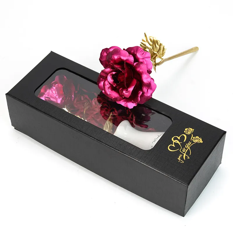 DS Golden Rose Rose artificiali in plastica a stelo lungo rosa, regalo per lei/moglie/mamma/ragazza a san valentino, anniversario, matrimonio