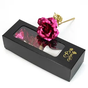 DS Golden Rose artificielle Rose en plastique à longue tige, cadeau pour elle/femme/maman/fille à la Saint-Valentin, anniversaire, mariage