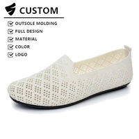 Chaussures décontractées confortables pour femmes, respirantes, en maille, à enfiler, plates, mocassins, semelles souples, PVC, style de marche pour femmes