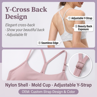 Soutien-gorge de sport à bretelles réglables, soutien dorsal, bretelles croisées, pour yoga et pilates, soutien moyen, grande taille, bretelles en Y pour femme