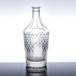 Круглая супер кремневая прозрачная стеклянная бутылка для ликера стеклянная бутылка 2 литра