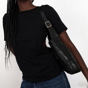 เสื้อยืดแขนสั้นคอกลมสีพื้นแบบสบายๆ ทรงปกติ ระบายอากาศได้ดี เหมาะสำหรับฤดูร้อน ผลิตจากผ้าถักที่เป็นมิตรกับสิ่งแวดล้อม ดีไซน์เซ็กซี่โชว์หลัง - Product Image 4