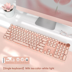 UK Language Version Punk Keycap <strong>Wireless</strong> Typewriter Style Metal Panel <strong>Mechanical</strong> Gaming <strong>Keyboard</strong> Essence Purple White Light - Product Image 5