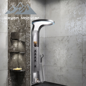 Panneau de <span class=keywords><strong>douche</strong></span> moderne Wayon en acier inoxydable couleur canon de fusil avec <span class=keywords><strong>douche</strong></span> pluie <span class=keywords><strong>LED</strong></span> intégrée pour modèle de maison préfabriquée - Product Image 2