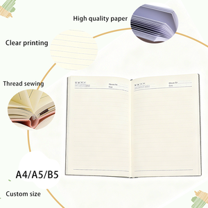 Carnet <span class=keywords><strong>en</strong></span> cuir PU format A5 personnalisable 2026, reliure cousue, couverture rigide, pages lignées colorées pour journal, agenda, bloc-notes - Product Image 3