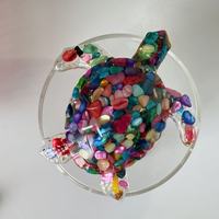 Figurine de tortue en résine avec éclats de cristal naturel, pierre de guérison, ornement, plusieurs couleurs au choix, cadeau