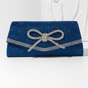 In-Stock European American Retro Style Polyester Fashion New <b>Evening</b> <b>Bag</b> Rhinestones Bowknot Glitter Clutch Chain - Product Image 2
