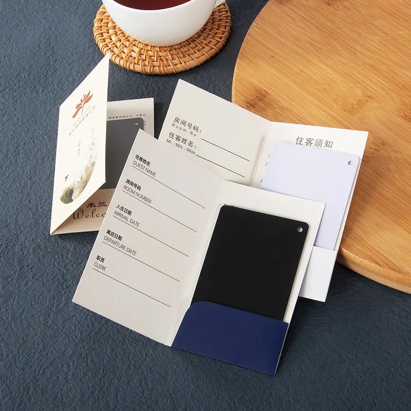 Подгонянная гостиничная визитная карточка бумажный рукав держатель для комнаты для ключей конверт для кредитных карт бумажный держатель для упаковки визитных карточек печать
