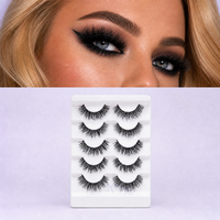 Faux cils 3D en cheveux synthétiques, 5 paires, effet volumineux et éventailé, croisés, faits à la main, réutilisables, sans cruauté animale