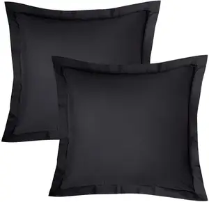 Bedsure Euro Pillow Sham Covers 26x26 Set of 2 Super Soft and Cozy Black European Pillow Shams Brushed Microfiber Pillow Covers