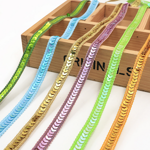 Encaje metálico de costura de 25m y 12mm de ancho, tela recortada para cortina de ropa Diy, venta al por mayor barata, encaje trenzado con lentejuelas - Product Image 2