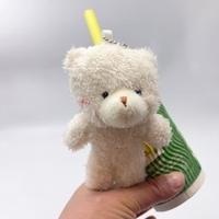 Gobelet en papier jetable pour café, gobelet minimaliste pour thé au lait effet neige, jouets en peluche pour boissons chaudes avec ours en peluche collés