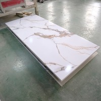 Panel dinding PVC putih 3D Modern dalam ruangan kantor dekorasi rumah seprai marmer UV kedap suara tahan lembap bunga untuk Hotel