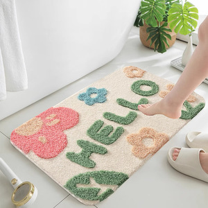 Alfombra de baño rectangular de poliéster absorbente y antideslizante para baño, dormitorio y sala de estar. - Product Image 1