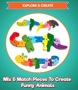 OEM ODM Customizable Thick Animal Wooden <b>Puzzles</b> Montessori Wood Blocks <b>for</b> <b>Toddler</b> Games Counting Building Toys Floor Games - Product Image 5