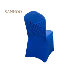 SANHOO Royal Blue Elastic Swag Back Cross Swag Chair Covers For Events Wedding Banquet