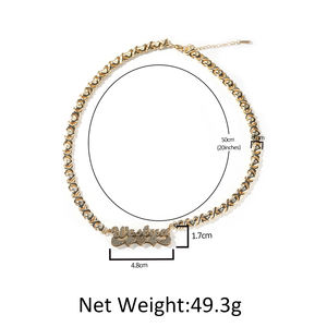 Acero inoxidable doble capa 3D nombre personalizado corazón letra XO cadena collar - Product Image 6