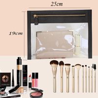 Tas Makeup Kulit PU Personalisasi, Organizer Tas Rias Modis, Dompet Travel dengan Ritsleting, Kantong Perlengkapan Mandi Transparan, Tas Makeup Portabel untuk Wanita