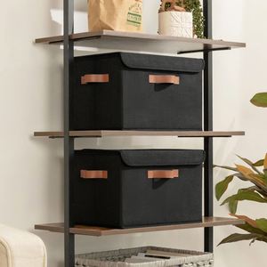 40 X 26 X 25.5 cm Fabric Wardrobe Organiser Storage Bins with Handles Foldable <b>Baskets</b> for Shelves Bedroom - Product Image 5