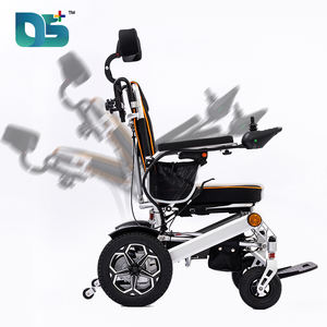 כסא גלגלים חשמלי מתקפל נייד מסגסוגת אלומיניום עם משענת גב נטויה וסיבוב 360 מעלות °   בקר ג'ויסטיק - Product Image 1