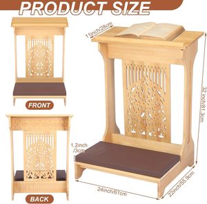 Banco de Oración Moderno de Madera Acolchado con Estante y Cojín, Taburete Otomano para <span class=keywords><strong>Dormitorio</strong></span>, Regalos Religiosos - Product Image 3