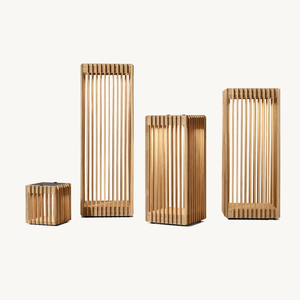 Sassanid OEM atemporal diseño japonés Interior Exterior Patio de bajo consumo <span class=keywords><strong>Porto</strong></span> Teak Solar Lantern Collection Dimmer - Product Image 1