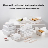 Boîte alimentaire rectangulaire jetable en carton blanc de style occidental pour emporter, emballage bento, restauration rapide, conteneur commercial pour nouilles et riz