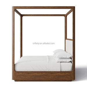 Vendita calda struttura letto a baldacchino Hotel di lusso moderno Design classico casa camera da letto mobili King Size set letto in legno - Product Image 3