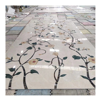 Haute qualité marbre poli pierre mosaïque prix usine fleur jet d'eau marbre pierre motif médaillons