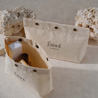 Sac en toile à fond carré avec logo personnalisé Estsol, pochette de rangement de voyage 3D pour les soins quotidiens Kincare