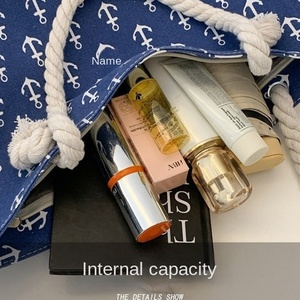 Túi đi biển có dây kéo chống thấm nước mới Túi tote vải <span class=keywords><strong>canvas</strong></span> dung tích lớn thông thường dành cho nữ - Product Image 3