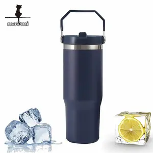 30 Oz Tumbler Met Handvat Deksel En Stro Geïsoleerd Roestvrij Staal Tumbler Vacuüm Lek Proof Fles Herbruikbare Koffiemokken Boba Cup